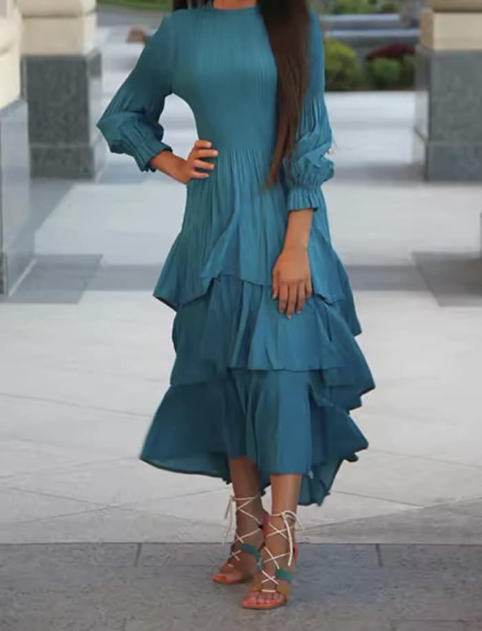 Pleated Ruffle Dress